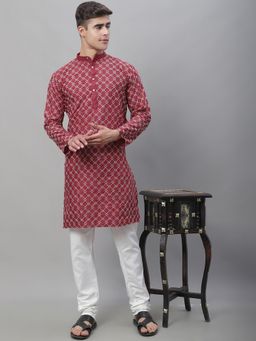 SOJANYA - Silk Blend Embroidered Maroon Kurta with Churidar