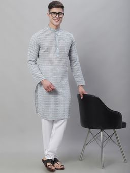 SOJANYA - Pure Cotton Embroidered Grey Kurta with Churidar