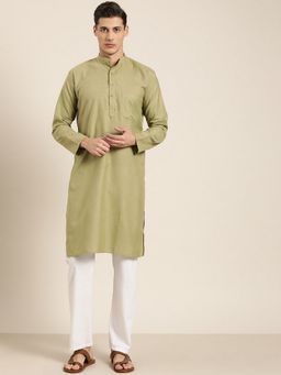 SOJANYA - Pure Cotton Pista Green Solid Kurta and Churidar