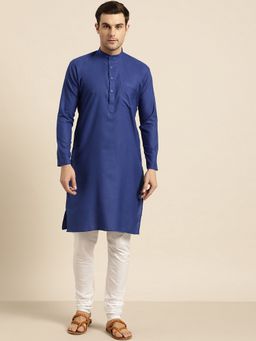SOJANYA - Pure Cotton Royal Blue Solid Kurta and Churidar