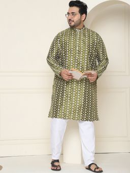 SOJANYA - Silk Blend Green Embroidered Kurta and Pant