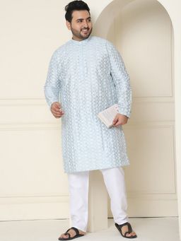 SOJANYA - Silk Blend Grey Embroidered Kurta and Pant