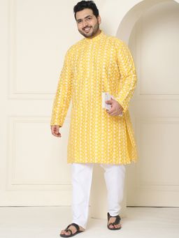 SOJANYA - Silk Blend Yellow Embroidered Kurta and Pant