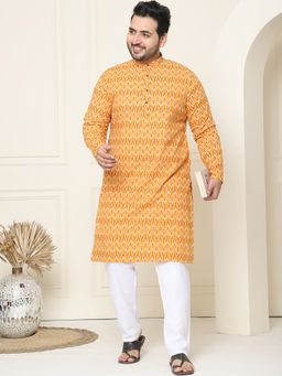 SOJANYA - Cotton Mustard Printed Kurta and Pant