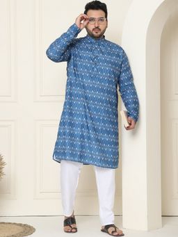 SOJANYA - Cotton Navy Blue Printed Kurta and Pant