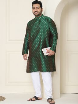 SOJANYA - Silk Blend Booti Dark Green Kurta with Pant