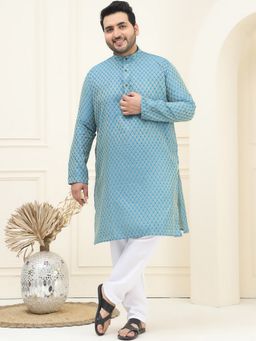SOJANYA - Silk Blend Peacock Blue Kurta with Pant