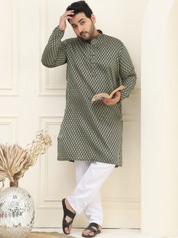 SOJANYA - Jacquard Silk Green Kurta with Pant