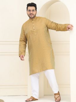 SOJANYA - Jacquard Silk Mustard Kurta with Pant
