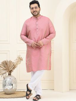 SOJANYA - Jacquard Silk Pink Kurta with Pant