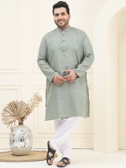 SOJANYA - Jacquard Silk Blue Kurta with Pant
