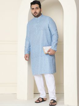 SOJANYA - Cotton Linen Blue Printed Kurta and Pant