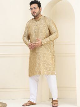 SOJANYA - Jacquard Silk Beige Kurta and Pant