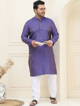 SOJANYA - Jacquard Silk Blue Kurta and Pant