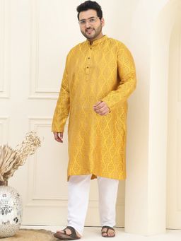 SOJANYA - Jacquard Silk Mustard Kurta and Pant
