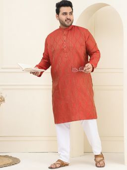 SOJANYA - Jacquard Silk Red Kurta and Pant