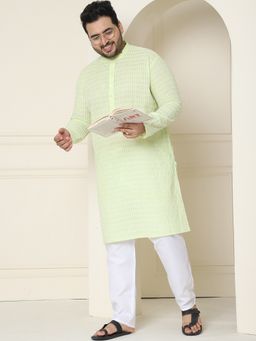 SOJANYA - Cotton Embroidered Green Kurta with Pant