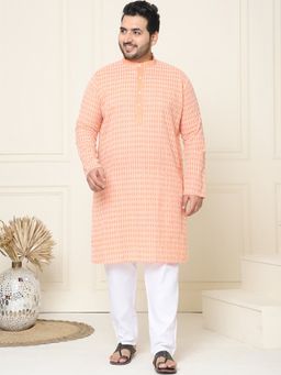 SOJANYA - Cotton Embroidered Peach Kurta with Pant
