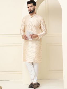 SOJANYA - Silk Blend Cream Kurta with Churidar