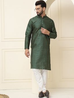 SOJANYA - Silk Blend Green Kurta with Churidar