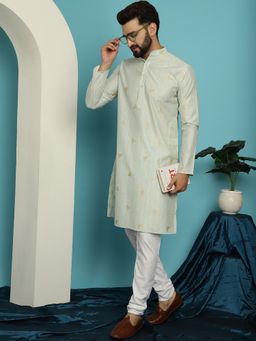 SOJANYA - Jacquard Silk Green Kurta and Churidar