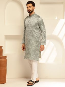 SOJANYA - Jacquard Silk Woven Design Green Kurta with Pant