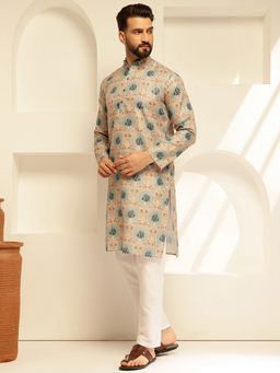 SOJANYA - Cotton Linen Motif Bloom Printed Kurta with Pant