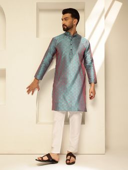 SOJANYA - Jacquard Silk Woven Design Blue Kurta with Pant