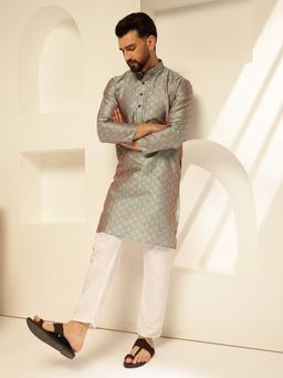 SOJANYA - Jacquard Silk Woven Design Green Kurta with Pant