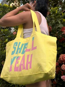 EcoRight - Oversized Beach Tote Bags with Inner & Outer Pocket - Shell Yeah