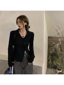 PARTIQ - Womens Black Solid Top