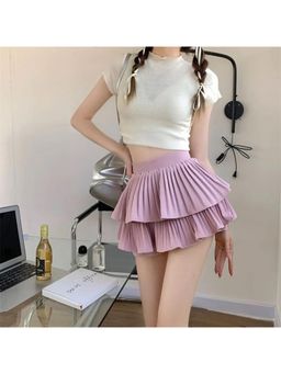 PARTIQ - Womens Pink Pleated 1 Mini Skirt
