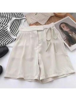 PARTIQ - Womens White Solid Shorts