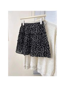 PARTIQ - Womens Black Floral 1 Mini Skirt