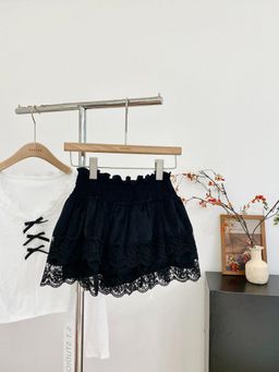 PARTIQ - Womens Black Self Design 1 Mini Skirt