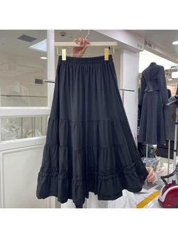 PARTIQ - Womens Black Solid Maxi Skirt