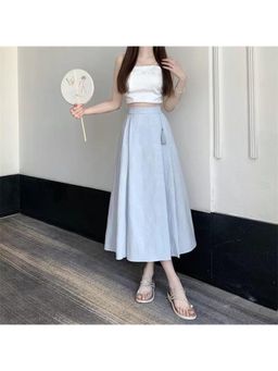 PARTIQ - Womens Blue Self Design 1 Midi Skirt