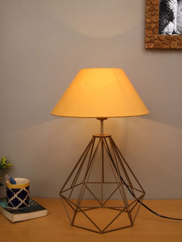 Homesake - Metal Diamond Table Lamp Yellowen Yellow Shade