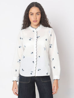 VERO MODA - White Printed Cotton Shirt