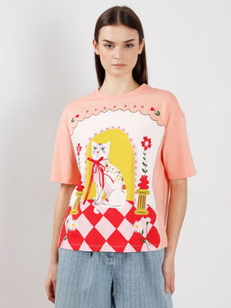 VERO MODA - Peach Printed T-shirt