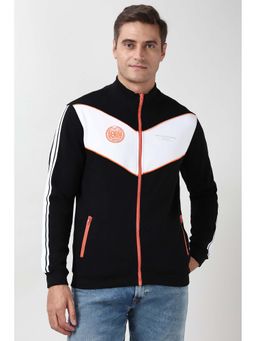 Peter England - Men Black Patterned High Neck Jacket