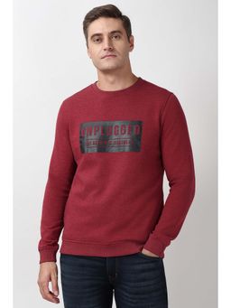 Peter England - Men Maroon Graphic Print Crew Neck Sweatshirt