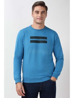 Peter England - Men Blue Printed Crew Neck Sweatshirt