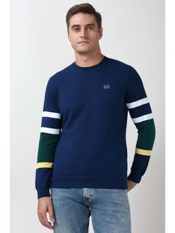 Peter England - Men Navy Blue Crew Neck Sweatshirt