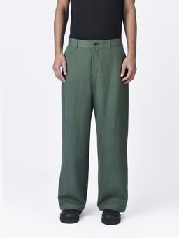 Genes Lecoanet Hemant - Mens Green Linen Regular Fit Trouser
