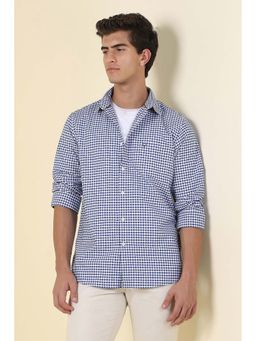 Allen Solly - Men Blue Slim Fit Check Full Sleeves Casual Shirt