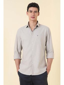 Allen Solly - Men Grey Slim Fit Textured Full Sleeves Casual Shirt