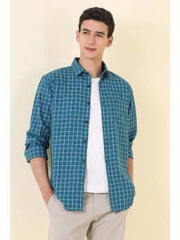 Allen Solly - Men Blue Slim Fit Check Full Sleeves Casual Shirt