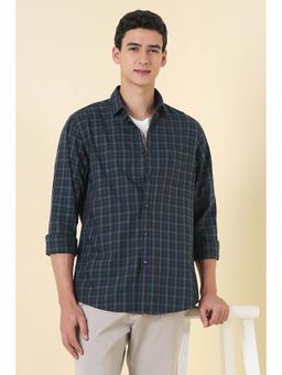 Allen Solly - Men Navy Slim Fit Check Full Sleeves Casual Shirt
