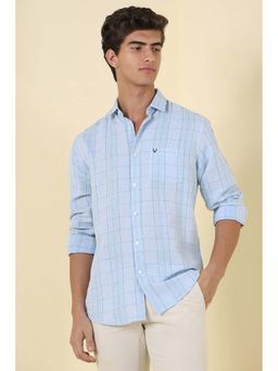 Allen Solly - Men Light Blue Slim Fit Check Full Sleeves Casual Shirt